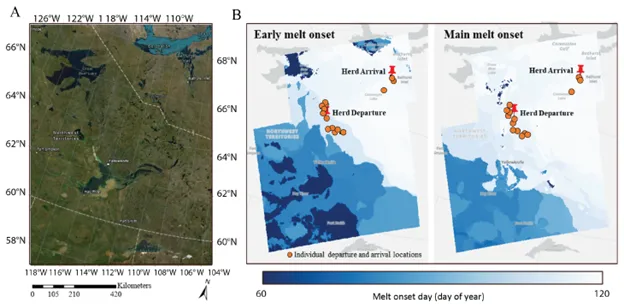 These maps depict the timing of snowmelt for the 2011 year in the specified region. 