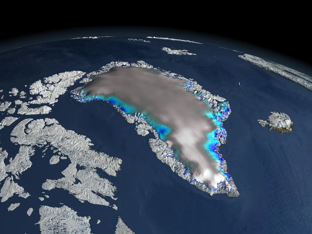 The Ice, Cloud and land Elevation Satellite (ICESat) image of the Greenland Ice Sheet from 2003 to 2006