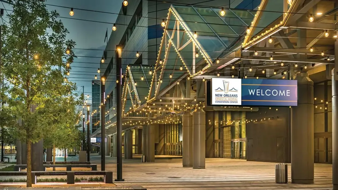 Ernest N. Morial Convention Center photographed at night