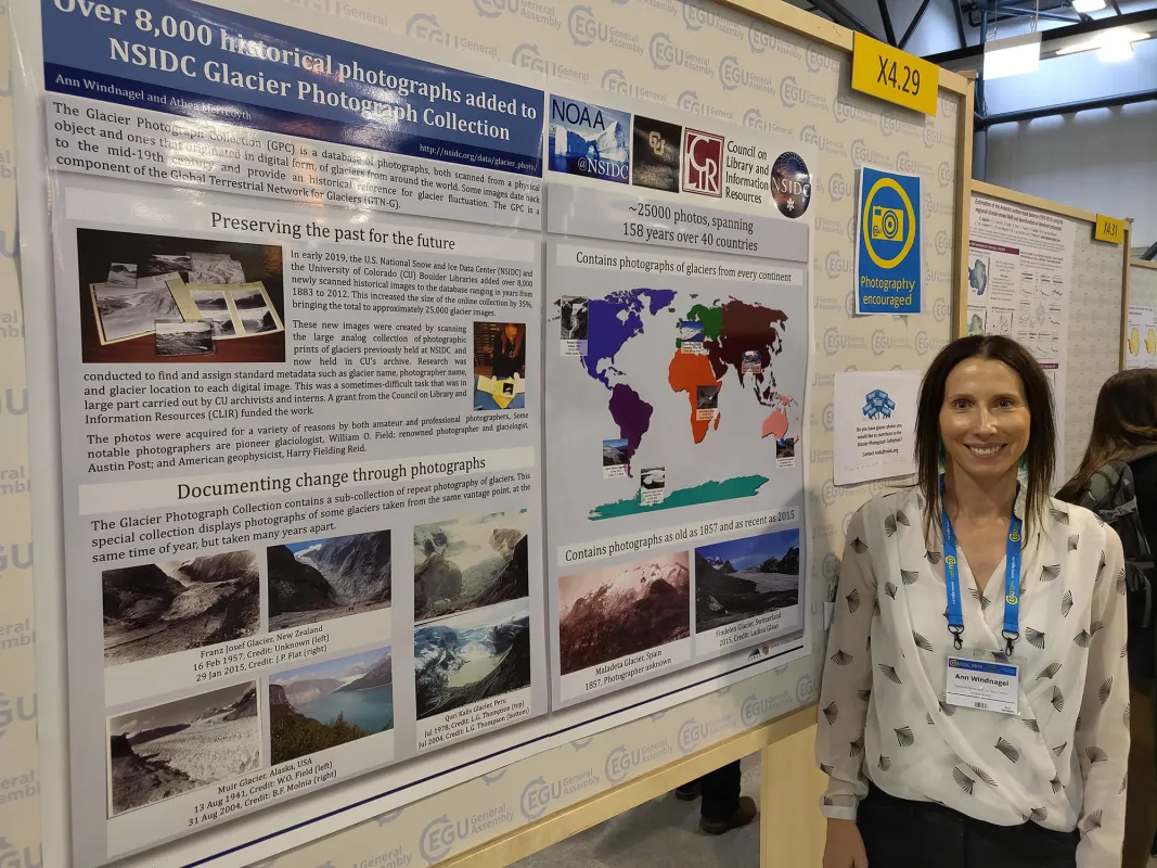 Windnagel standing next to her EGU poster