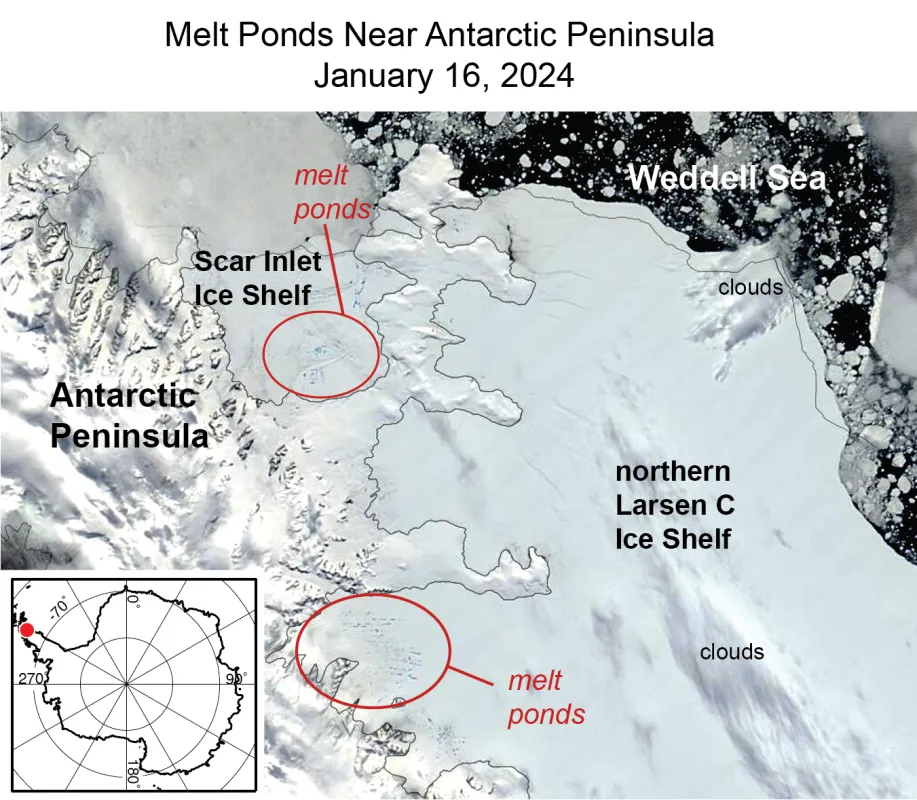 satellite image of melt ponds