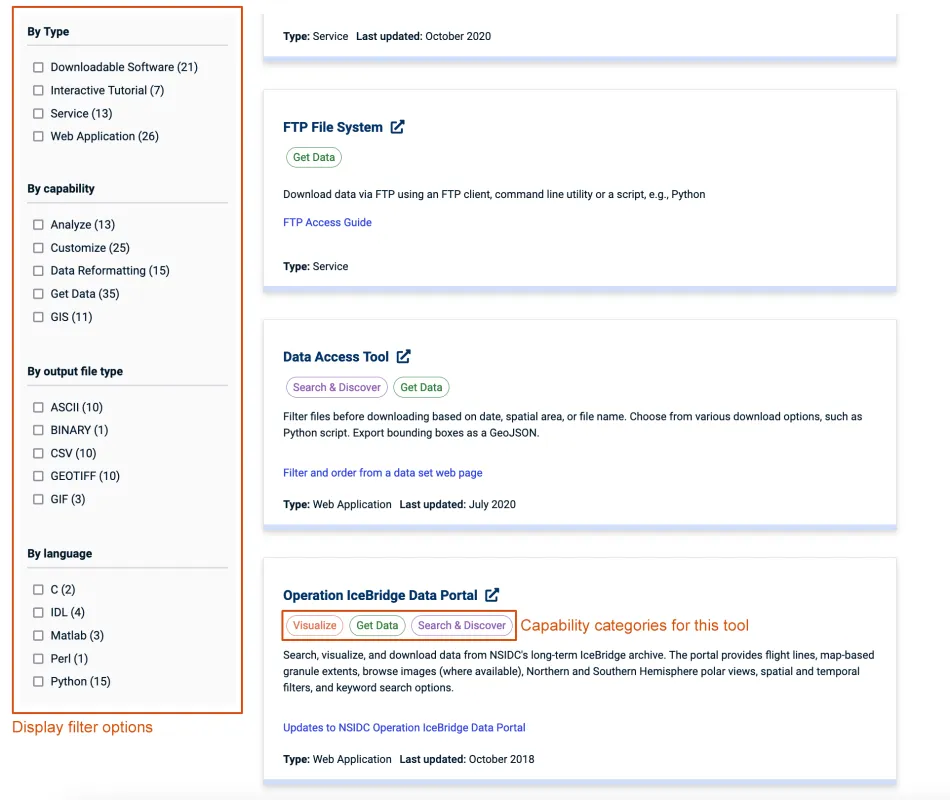 Date tools filtering options with annotations