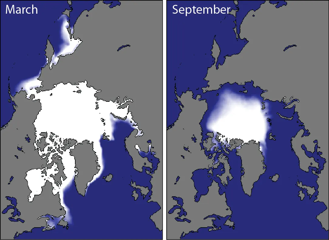 Climatological minimum and maximum ice concentrations