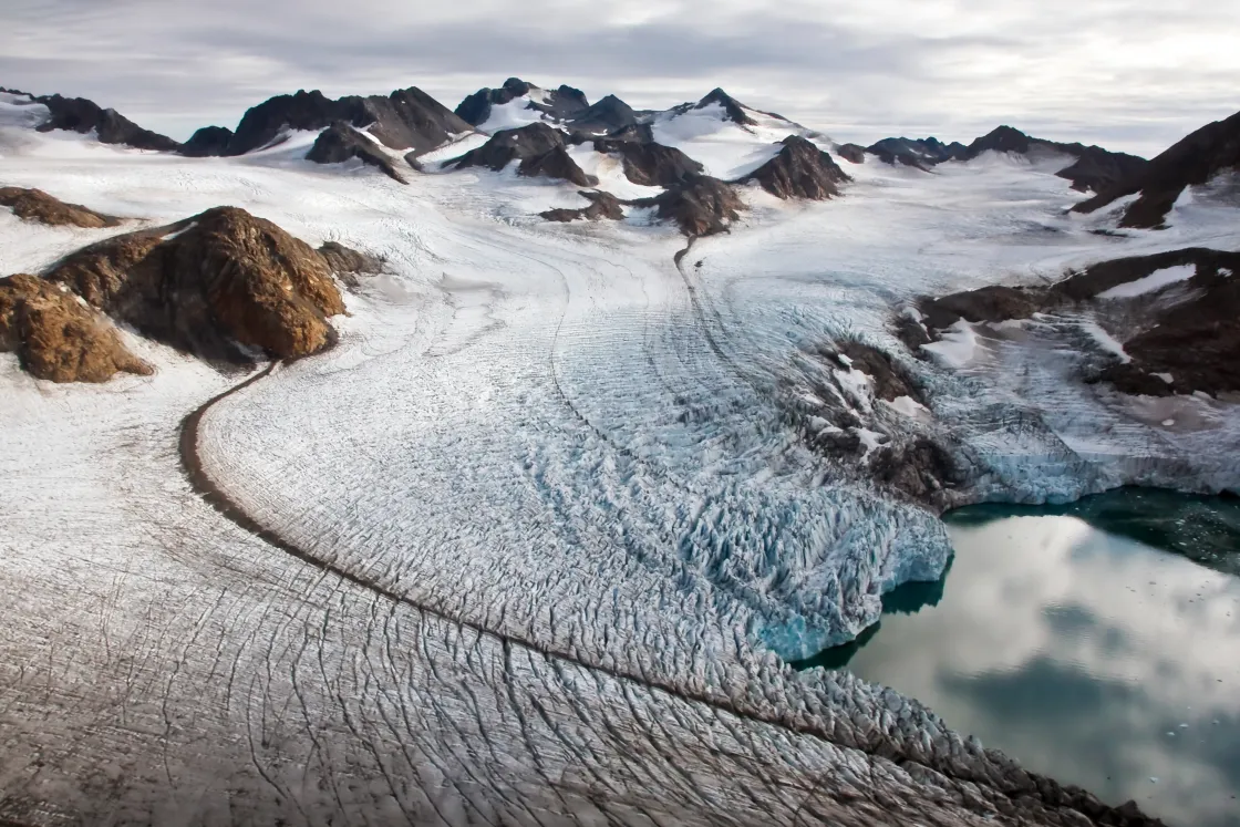 Moraine band on a glacier in Greenland