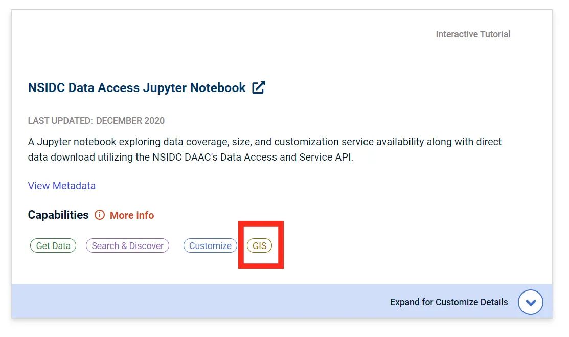 GIS badge on data set landing page