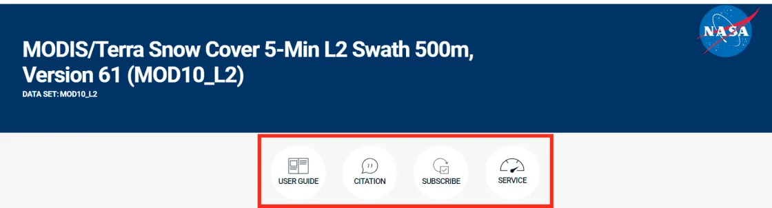 Top Menu - Data Set Landing Page