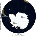 Data image of Antarctic sea ice on March 1, 2025. 