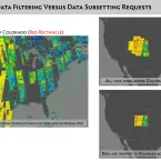 NASA Earthdata Harmony data transformation services, or Harmony for short, allows data users to define their area of interest to filter and crop data. In this example, data from the Soil Moisture Active Passive (SMAP) radiometer is being filtered and subset to the borders of the state of Colorado. 